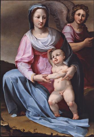 Vannini, Carlo — Anonimo senese - sec. XVI - Madonna con Bambino e un angelo — insieme